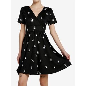 Disney Her Universe Villains Icons Dress Womens 2 / 2X Black Wrap Front SS